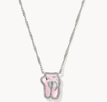 KENDRA SCOTT- Ballet Rhodium Short Pendant Necklace in Blush Mother of Pearl